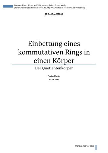 Einbettung eines kommutativen Rings in einen KÃ¶rper