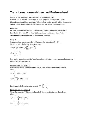 Transformationsmatrizen und Basiswechsel