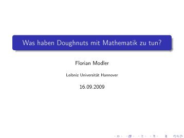 Was haben Doughnuts mit Mathematik zu tun? - Leibniz UniversitÃ¤t ...