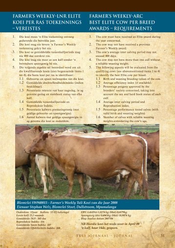 farmer's weekly-lnr elite koei per ras toekennings - SA Stamboek