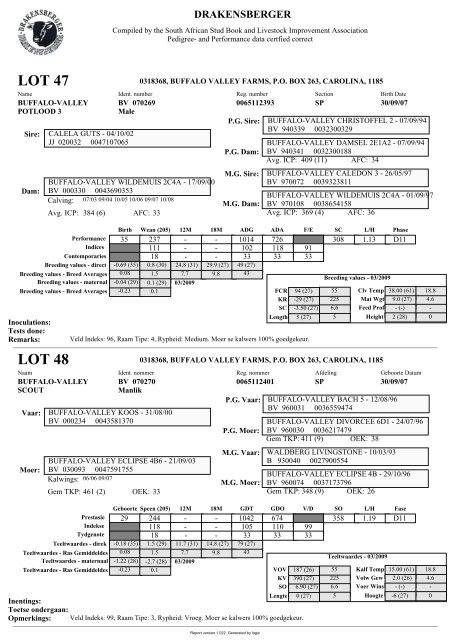 LOT 1 LOT 2 - Stamboek