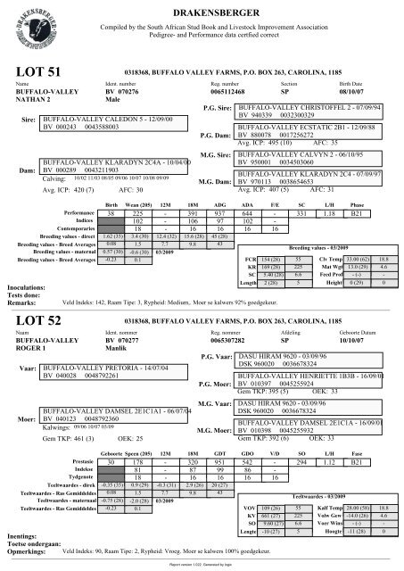 LOT 1 LOT 2 - Stamboek