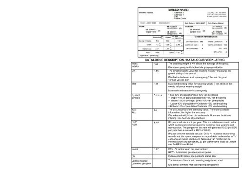 catalogue description / katalogus verklaring - stud-book