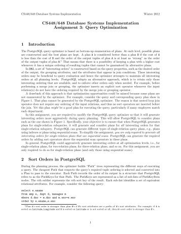 Assignment 3: Query Optimization - Student.cs.uwaterloo.ca