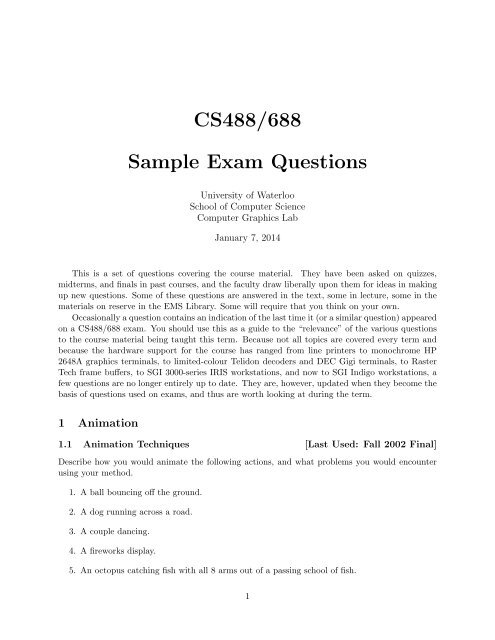 Past Midterm and Exam Questions (PDF) - Student.cs.uwaterloo.ca ...