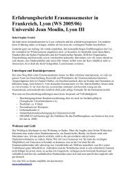 Erfahrungsbericht Erasmussemester in Frankreich, Lyon (WS 2005 ...