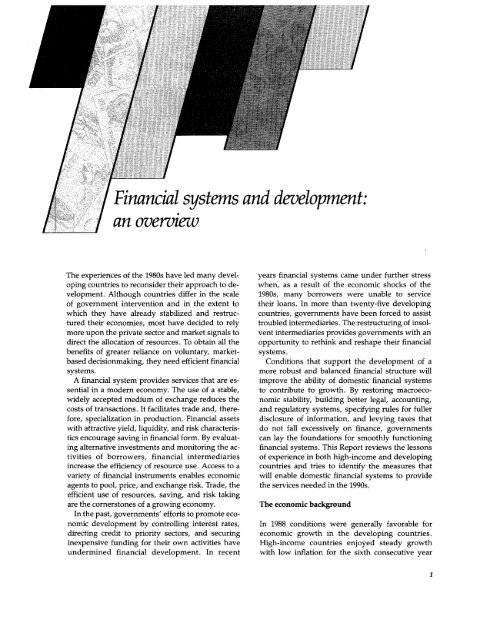 Financial systems and development