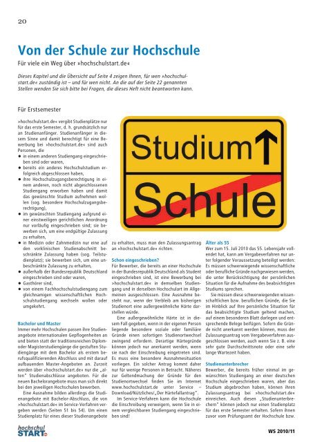 Magazin hochschulstart (zvs info) - Studentenpilot.de