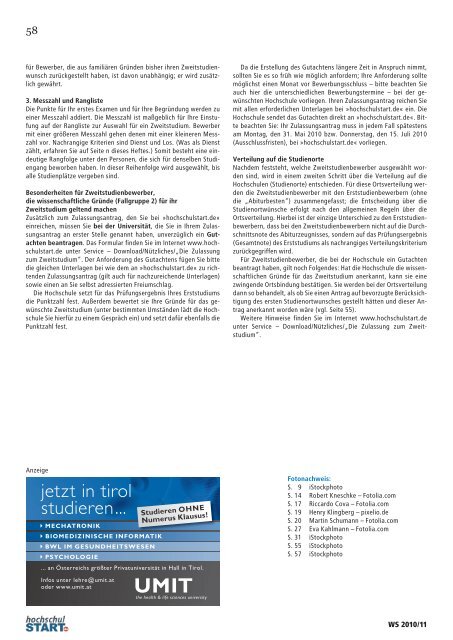 Magazin hochschulstart (zvs info) - Studentenpilot.de