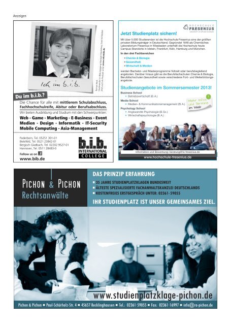 Magazin hochschulstart Sommersemester 2013 ... - Studentenpilot.de