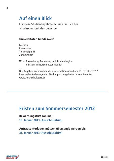 Magazin hochschulstart Sommersemester 2013 ... - Studentenpilot.de