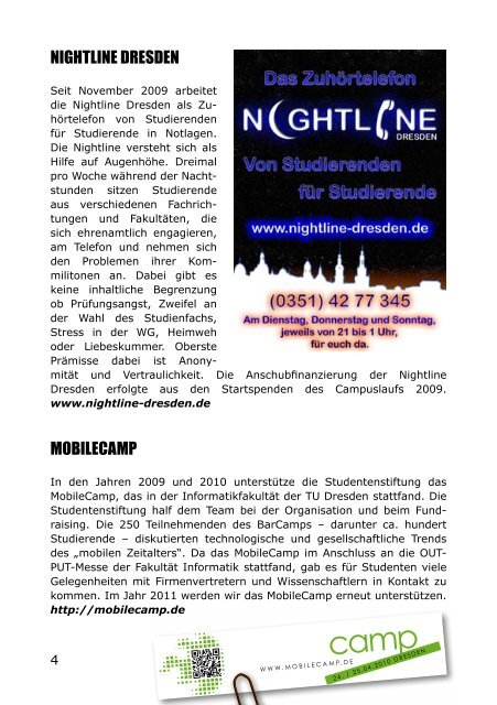 JAHRESBERICHTE 2009 - 2010 - Studentenstiftung Dresden