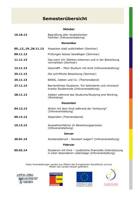 SemesterÃ¼bersicht - Studentenwerk GieÃen