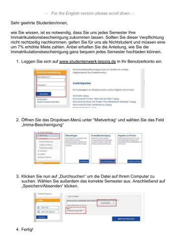 Immatrikulationsbescheinigung hochladen - Studentenwerk Leipzig