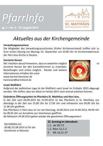 Aktuelle aus der Kirchengemeinde