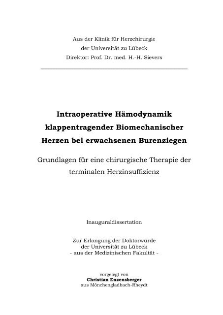 Intraoperative Hämodynamik klappentragender Biomechanischer ...