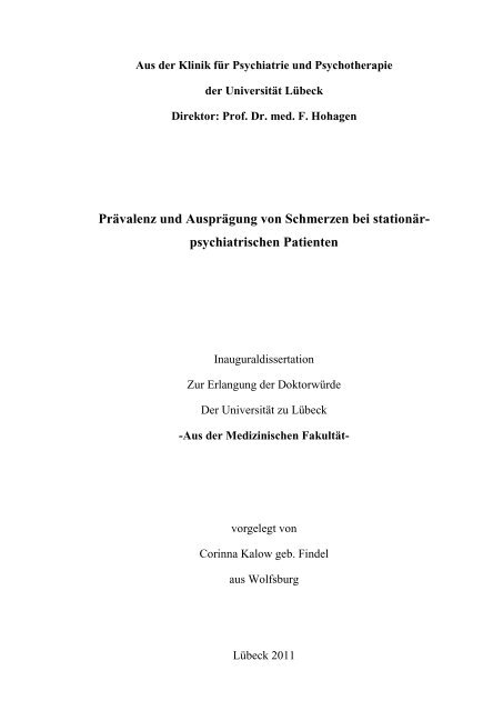 Thema der Doktorarbeit (korrigiert): - Universität zu Lübeck