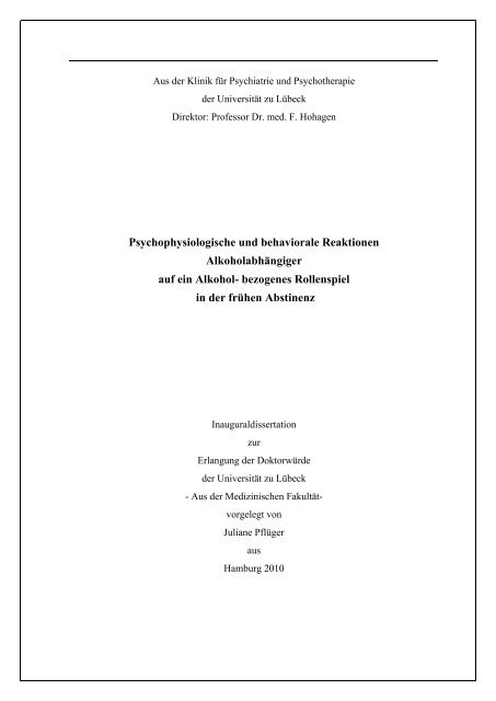 Psychophysiologische und behaviorale Reaktionen ...