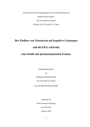 Der Einfluss von Testosteron auf kognitive Leistungen und die EEG ...