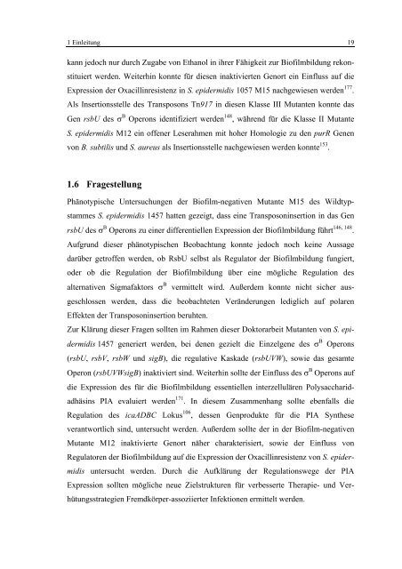 Regulationsmechanismen von Oxacillinresistenz und Biofilmbildung ...