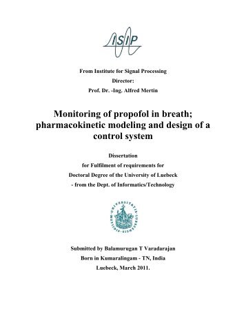 Monitoring of propofol in breath; pharmacokinetic modeling and ...