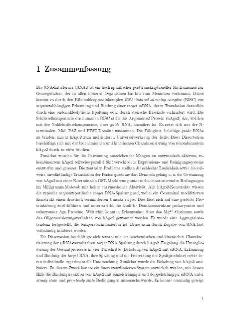 Biochemische Charakterisierung der siRNA-vermittelten Erkennung ...