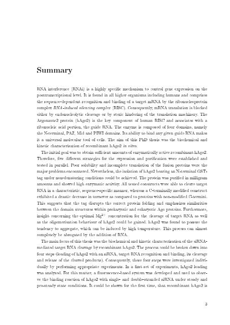 Biochemische Charakterisierung der siRNA-vermittelten Erkennung ...