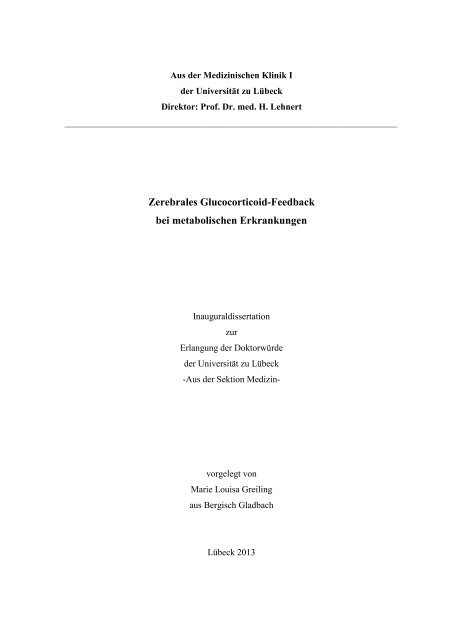 1 EINLEITUNG UND HYPOTHESEN - Universität zu Lübeck