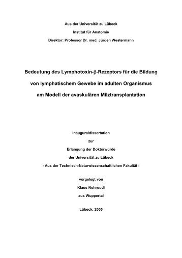 Bedeutung des Lymphotoxin-β-Rezeptors für die Bildung von ...