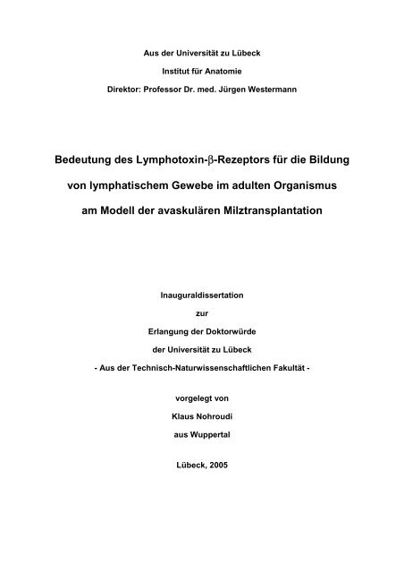 Bedeutung des Lymphotoxin-β-Rezeptors für die Bildung von ...