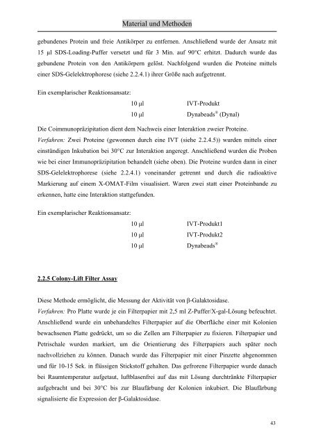 Identifizierung und Charakterisierung von Interaktionspartnern des ...