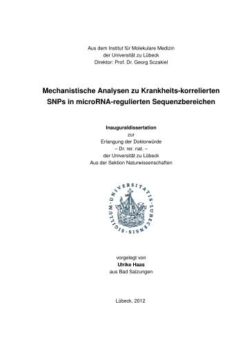 Mechanistische Analysen zu Krankheits-korrelierten SNPs in ...