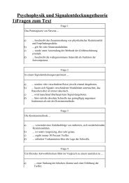 Psychophysik und Signalentdeckungstheorie 1)Fragen zum Text