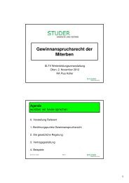 Gewinnanspruchsrecht der Miterben - Studer - Anwälte und Notare