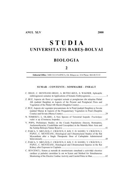 studia universitatis babeÅ-bolyai biologia 2