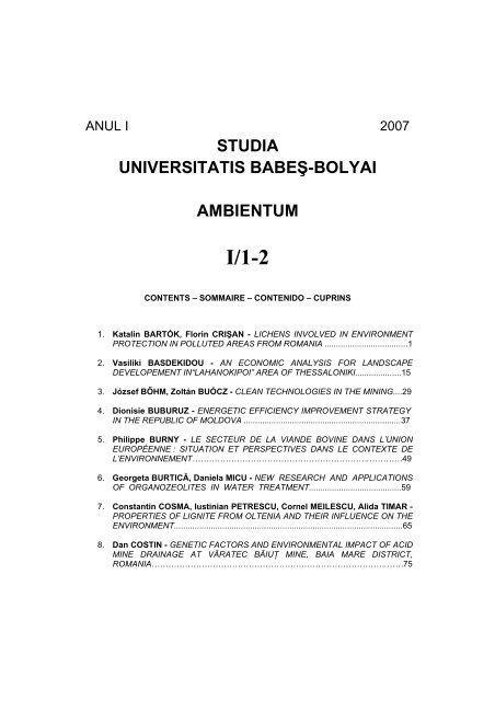 studia universitatis babeÅŸ-bolyai ambientum i/1-2