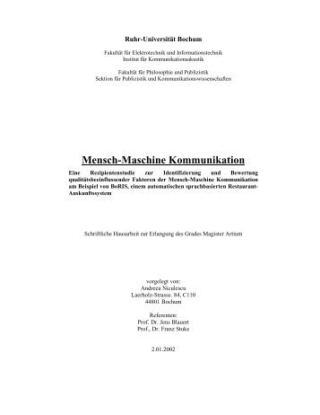 Mensch-Maschine Kommunikation - E-thesis