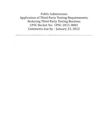 Public Comments - Application of Third Party Testing ... - CPSC