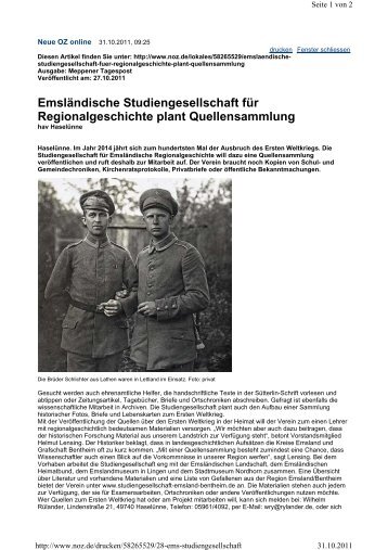 Meppener Tagespost, 31.10.2011 - Studiengesellschaft für ...