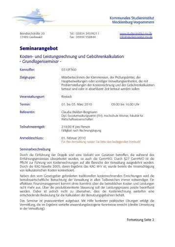 Seminarangebot - Kommunales Studieninstitut Mecklenburg ...