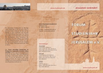 Flyer - Theologisches Studienjahr Jerusalem