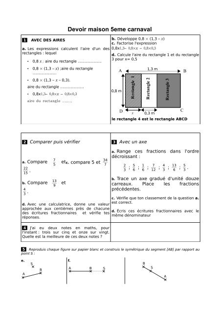 Devoir Maison 5eme Carnaval