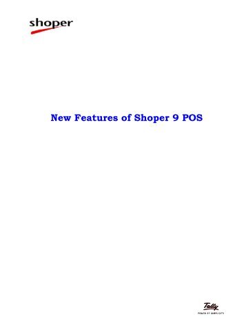 New Features of Shoper 9 POS.book - Tally