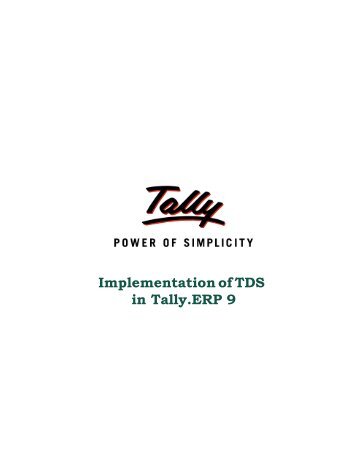 Implementation of TDS in Tally.ERP 9