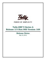 Tally.ERP 9 Series A Release 3.4 Stat.900 Version 169 Release Notes