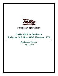 Tally.ERP 9 Series A Release 3.6 Stat.900 Version 174 Release Notes