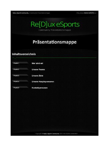 Re[D]ux eSports Community Präsentationsmappe