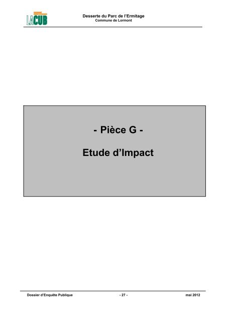 - PiÃ¨ce G - Etude d'Impact - Participation de la CUB et de ses ...