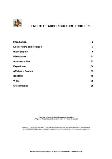 FRUITS ET ARBORICULTURE FRUITIERE - Arehn