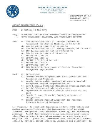 secnavinst 1740.4 - Department of the Navy Issuances